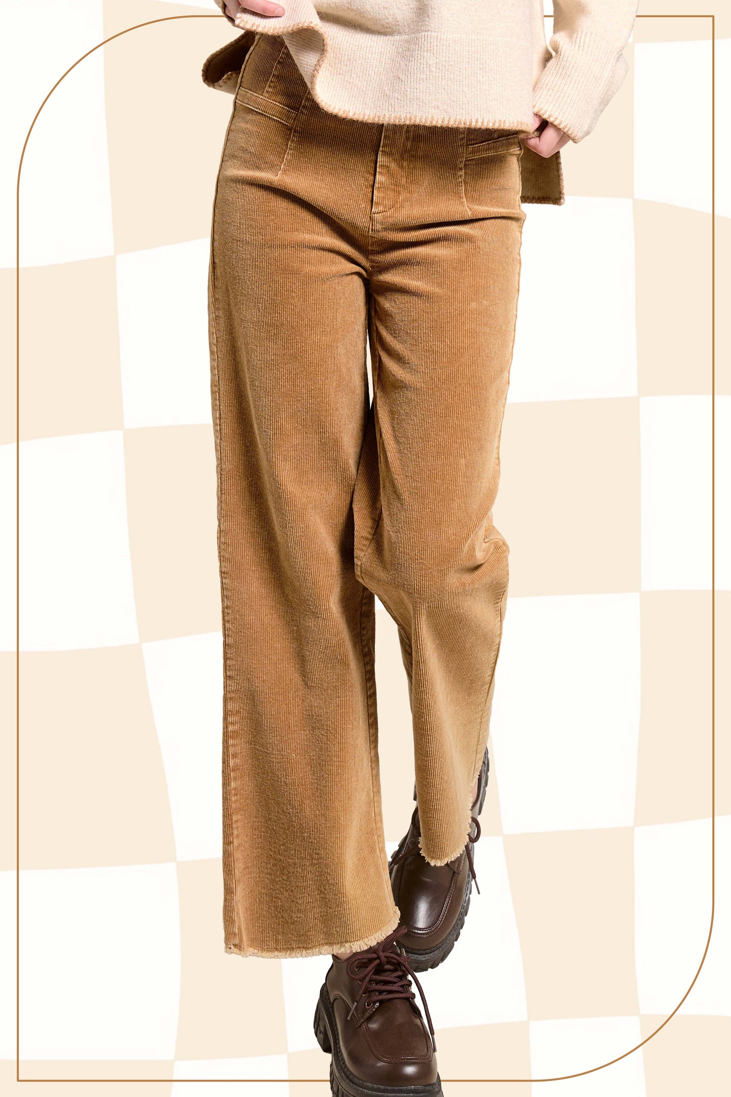 Mineral Washed High Waisted Wide Leg Corduroy Pants