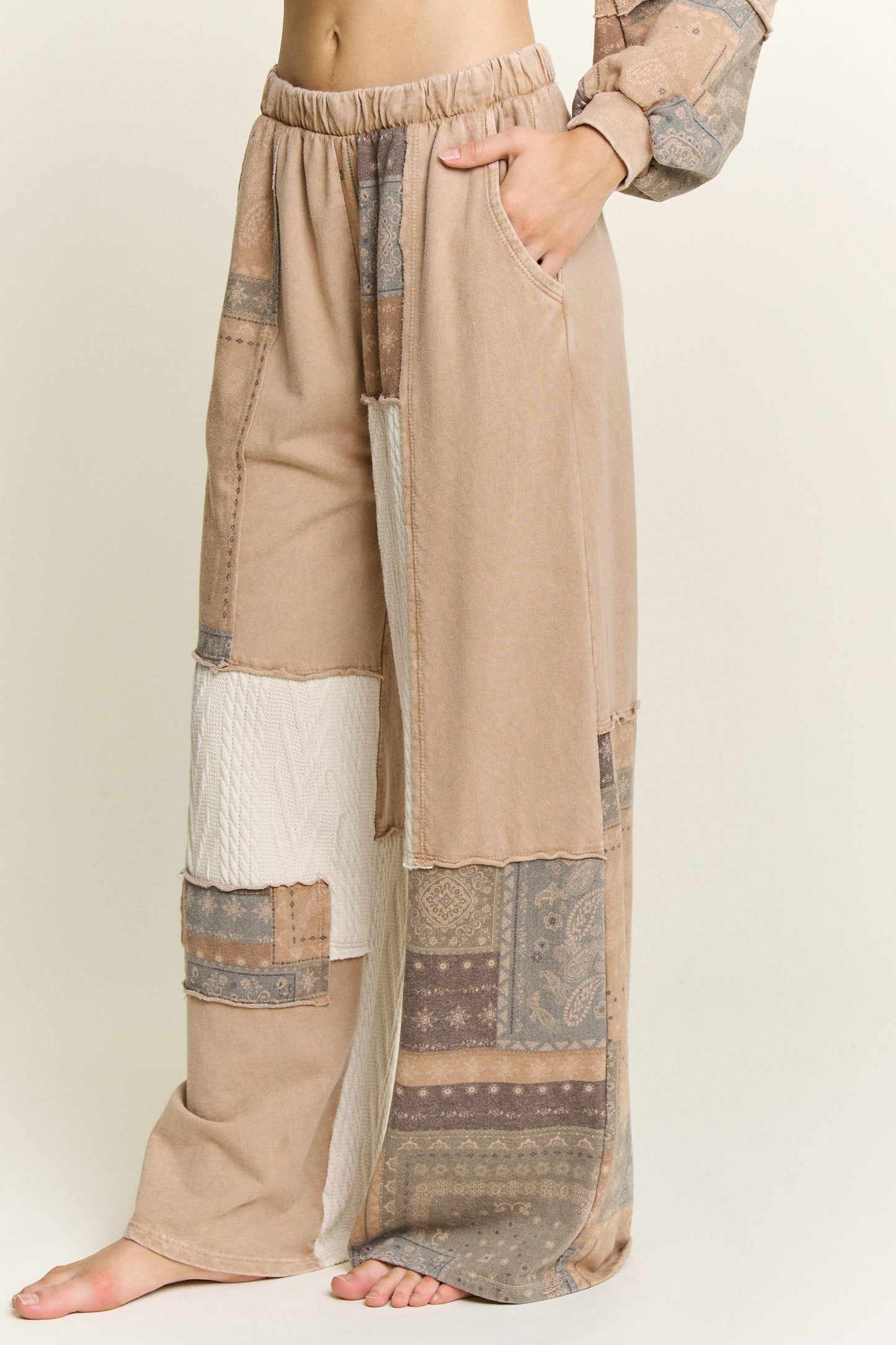 Mineral Washed Bandana Patchwork  Sweater pants