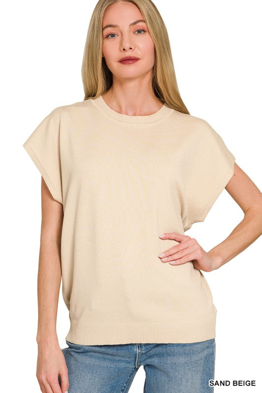 Round Neck Short Sleeve Sweater