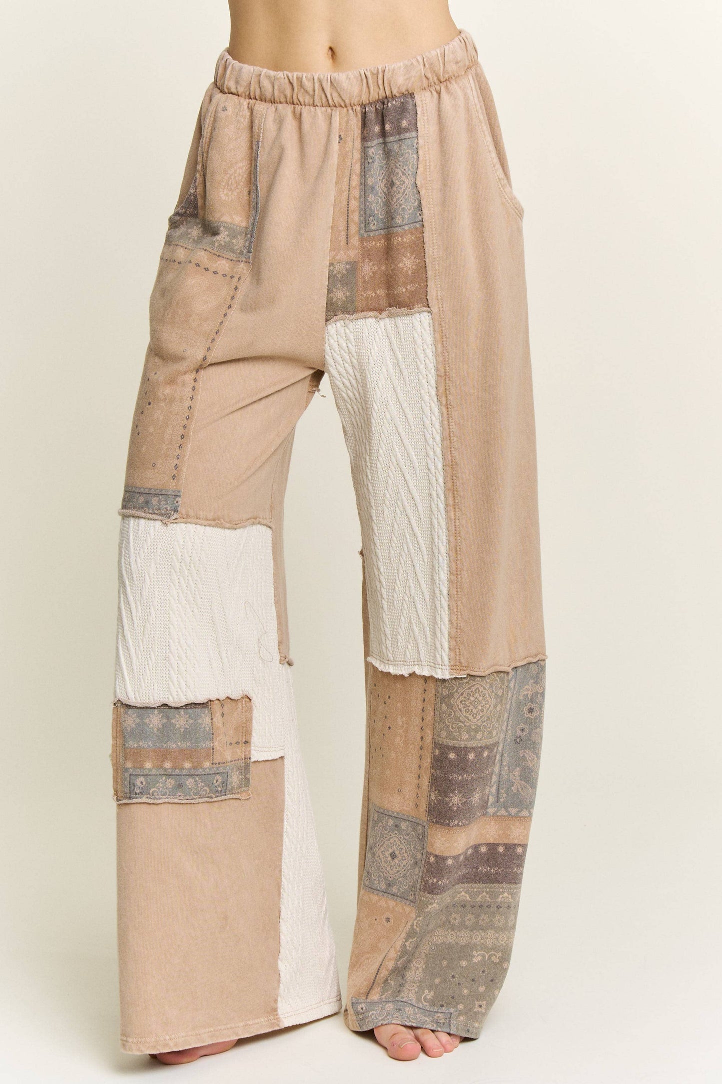 Mineral Washed Bandana Patchwork  Sweater pants