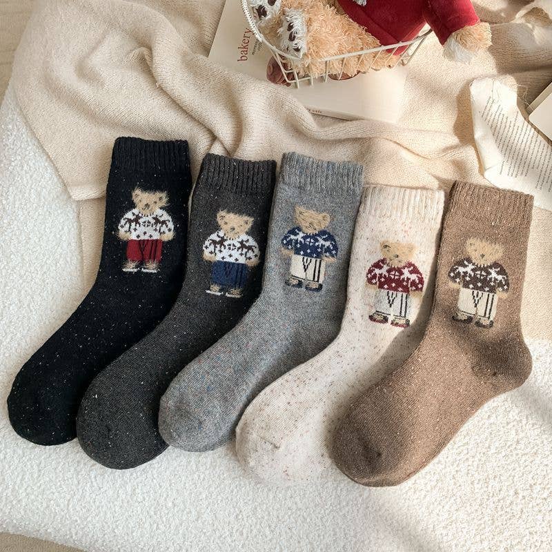 Cute Cartoon Bear Fleece Socks