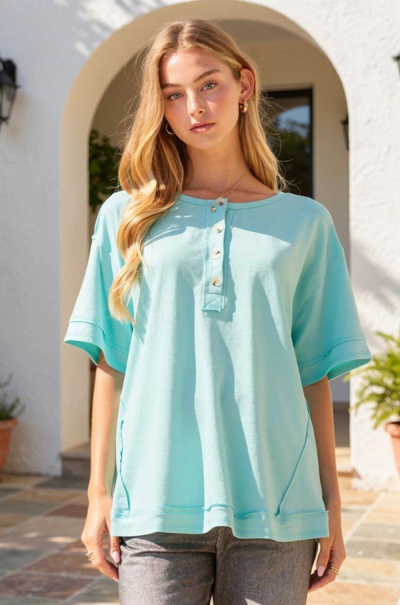 Textured Terry Knit Top