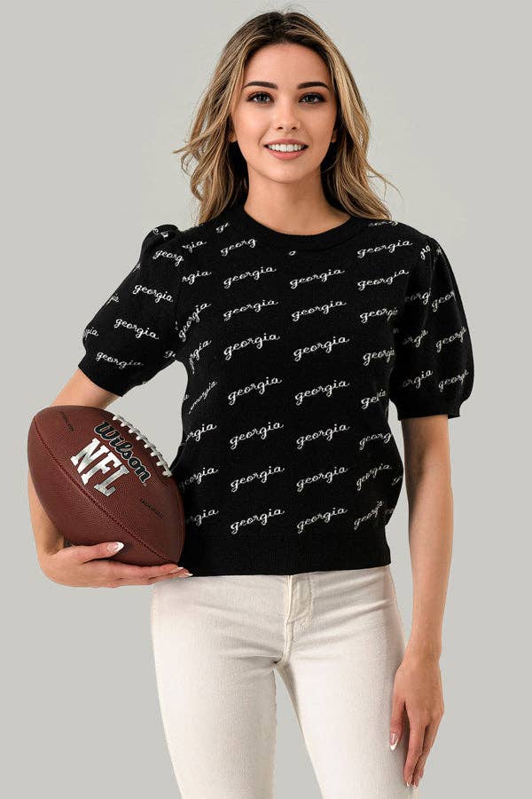 Puff Sleeve Game Day Sweater Georgia