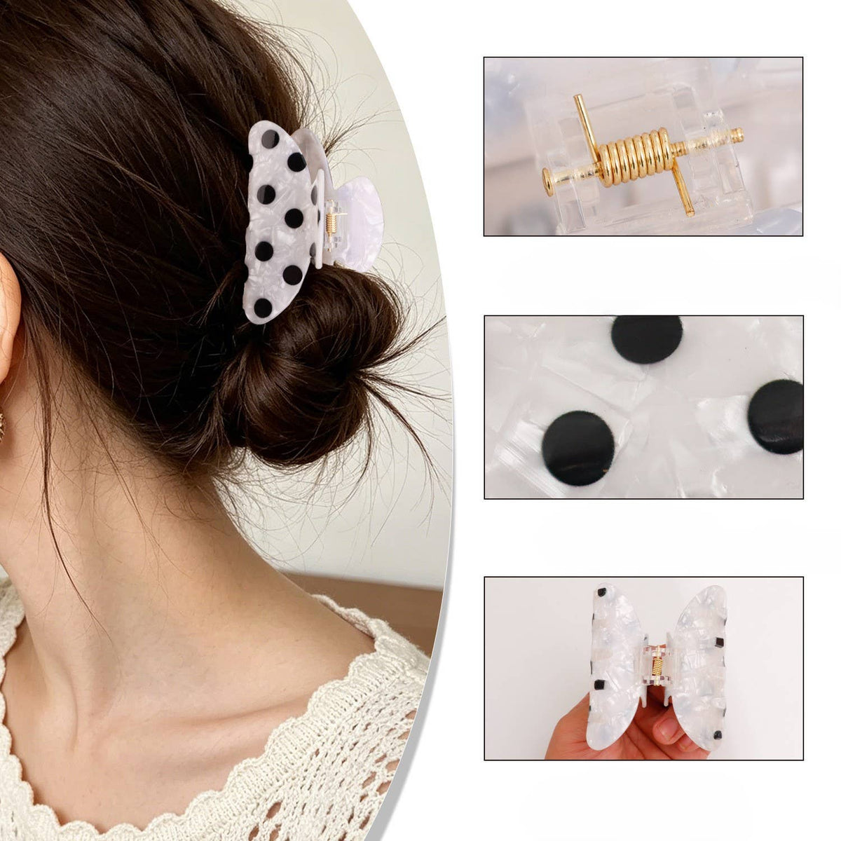 Vintage Polka Dot Hair Claw Clip