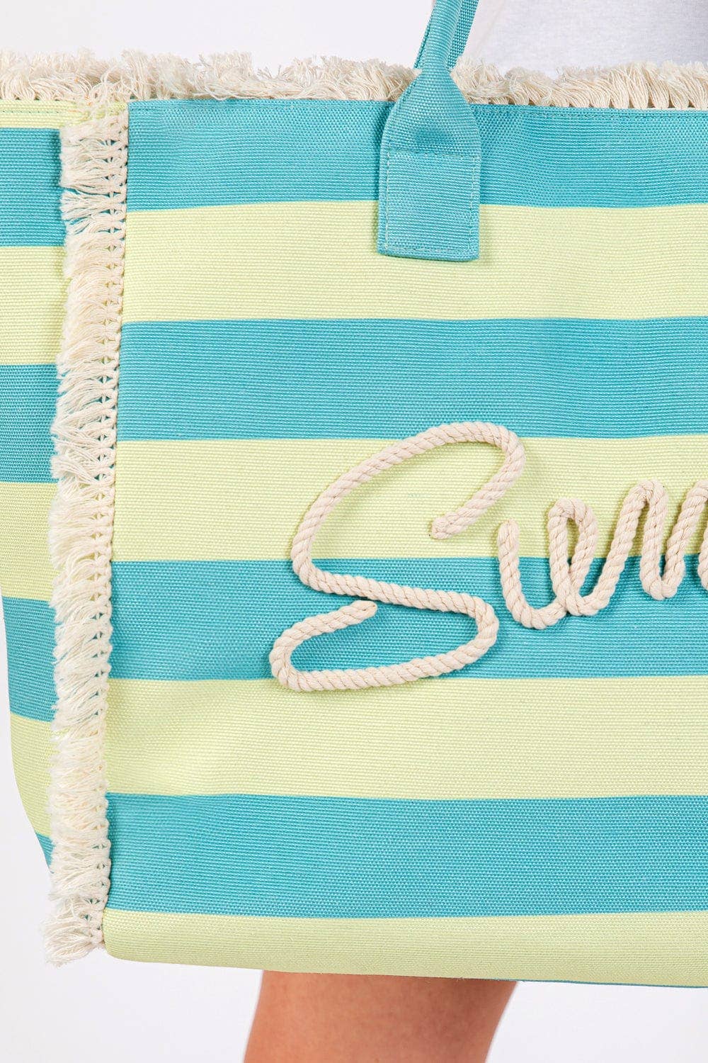 Summer Fringe Striped Tote Bag