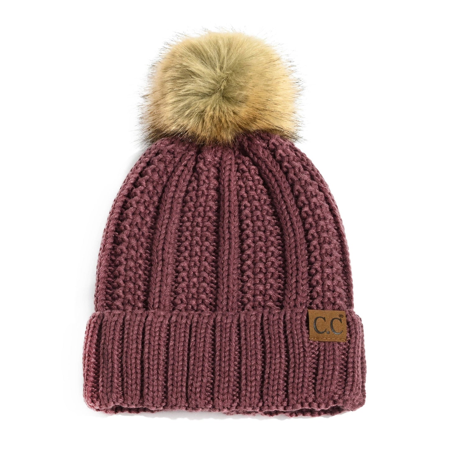 CC Bold Faux Fur Accented Beanie ( YJ-820 )