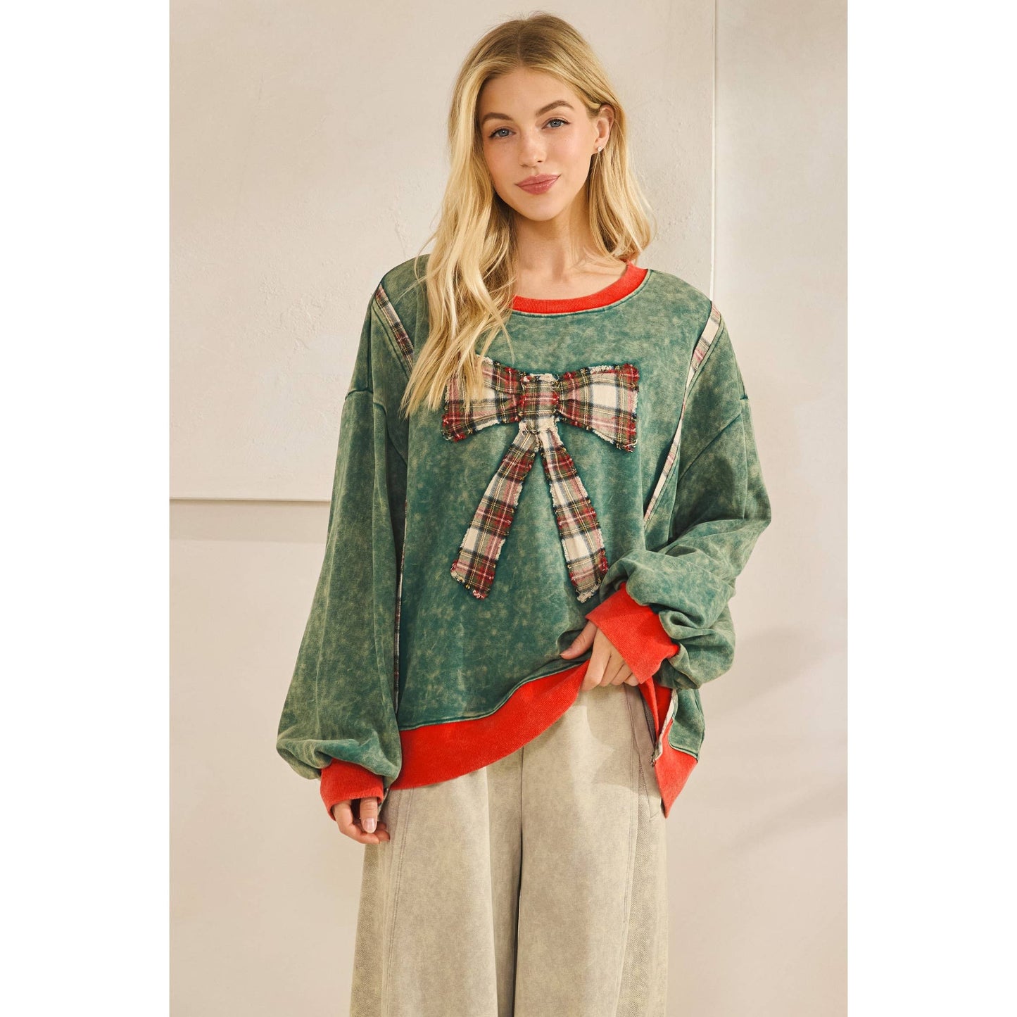 THE MERRY MINERAL-WASH BOW PULLOVER (ST8113)