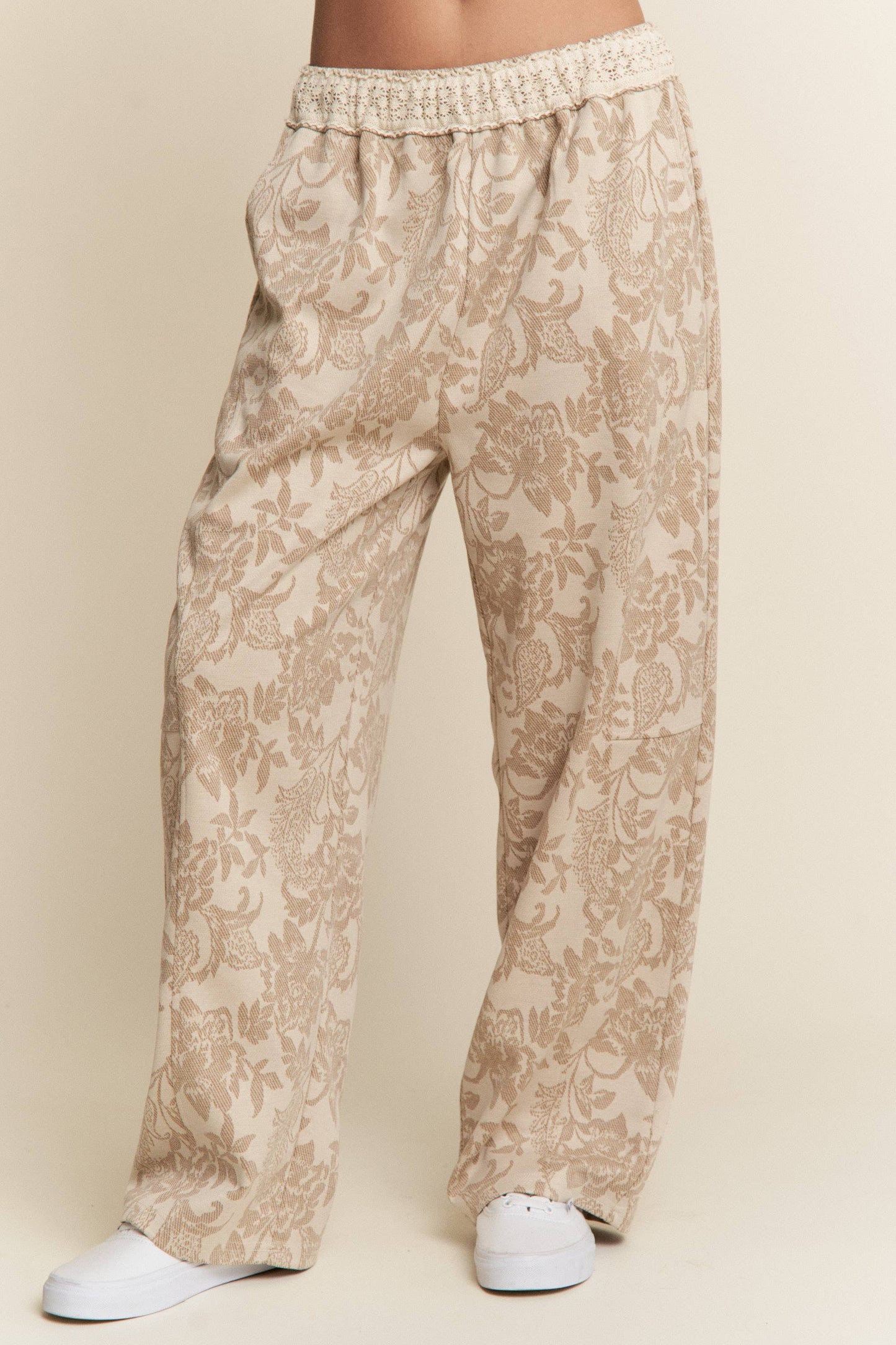 Floral Knit Casual Pants