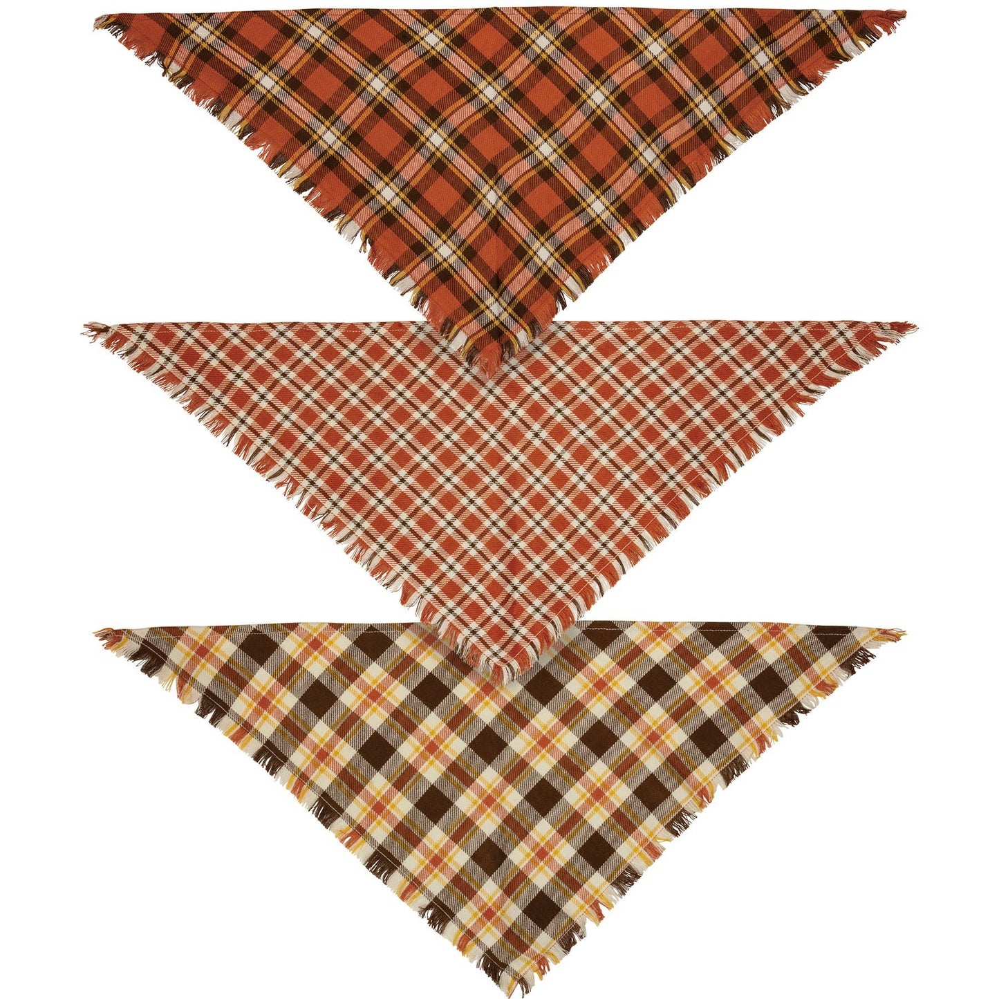 Fall Plaid Medium Pet Bandana Set