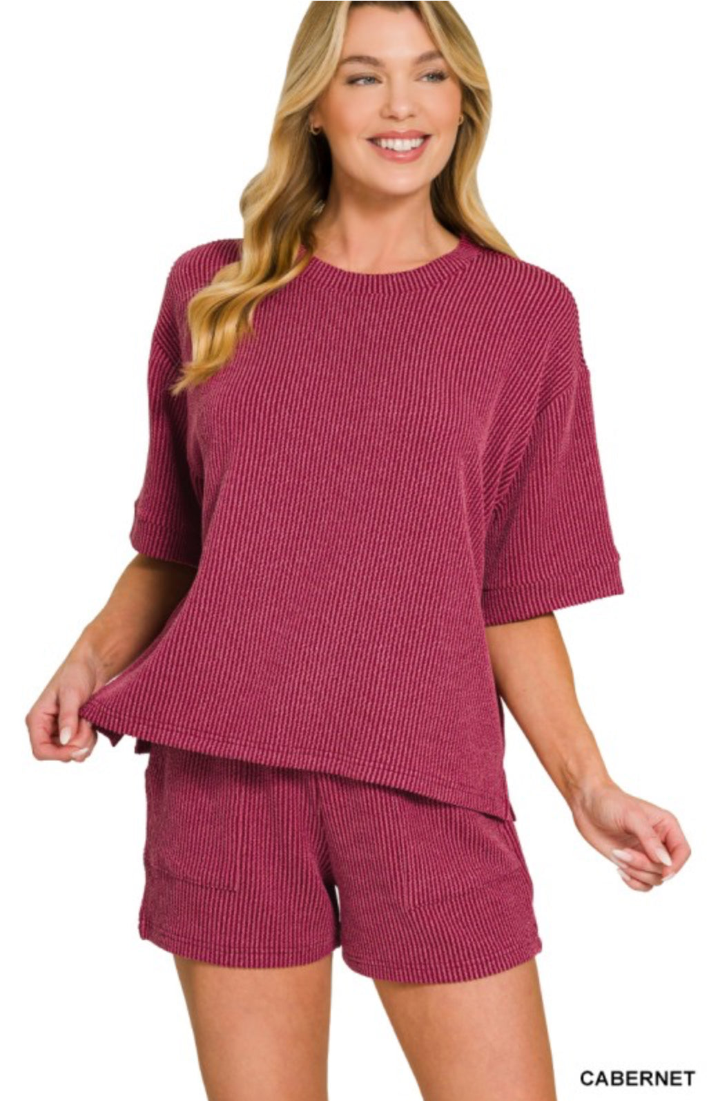 Raised Rib Shorts Set