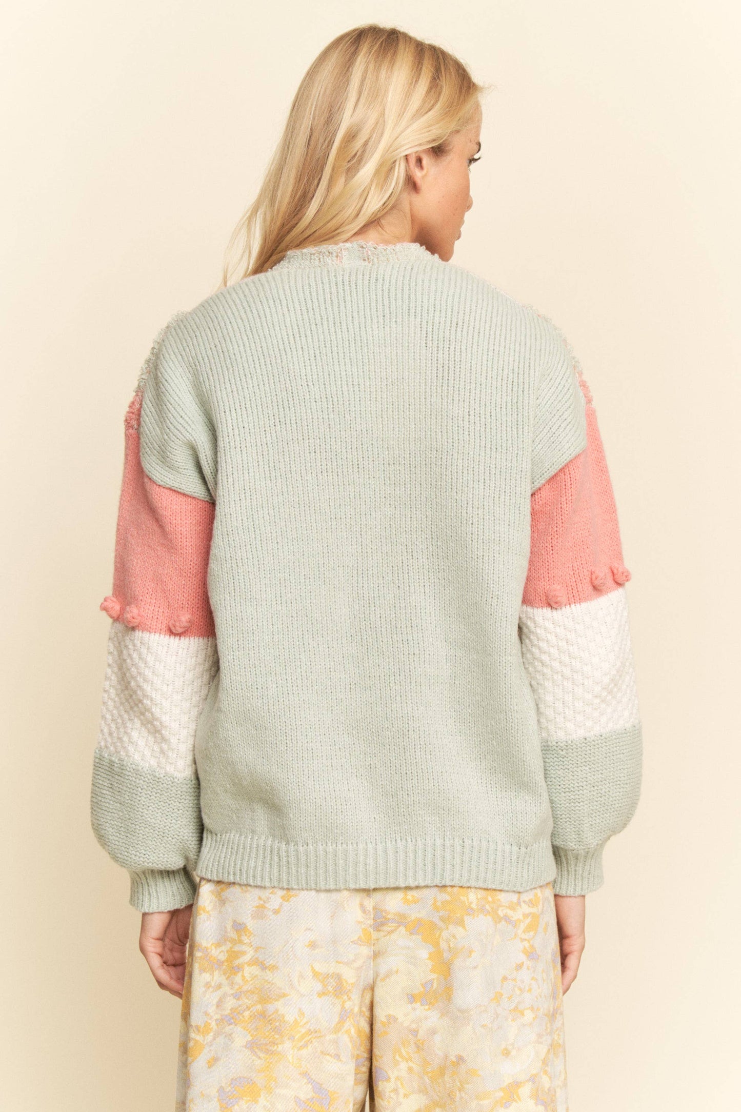 LONG SLEEVE PATCHWORK CARDIGAN FRONT ZIPPER