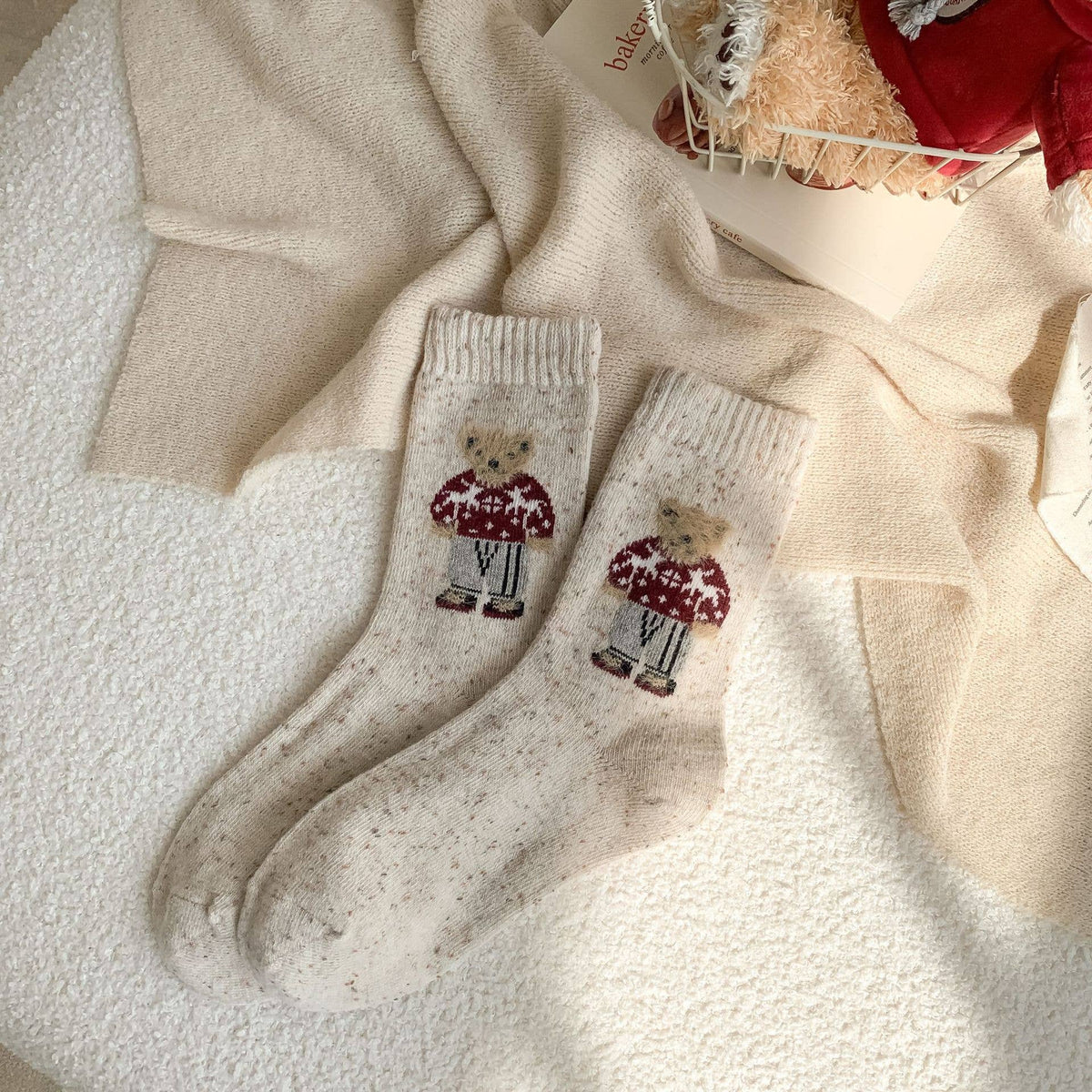 Cute Cartoon Bear Fleece Socks
