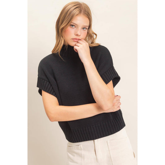 Ribbed Mock Neck Sweater Vest