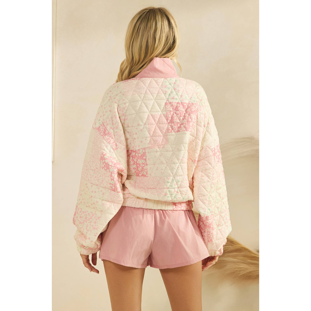 Textured Contrast Printed Pullover