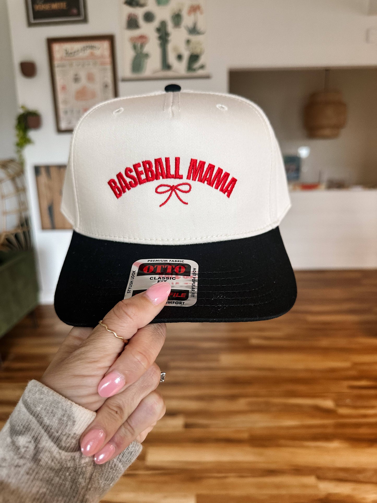 Baseball Mama Bow Sports Embroidered Baseball Cap
