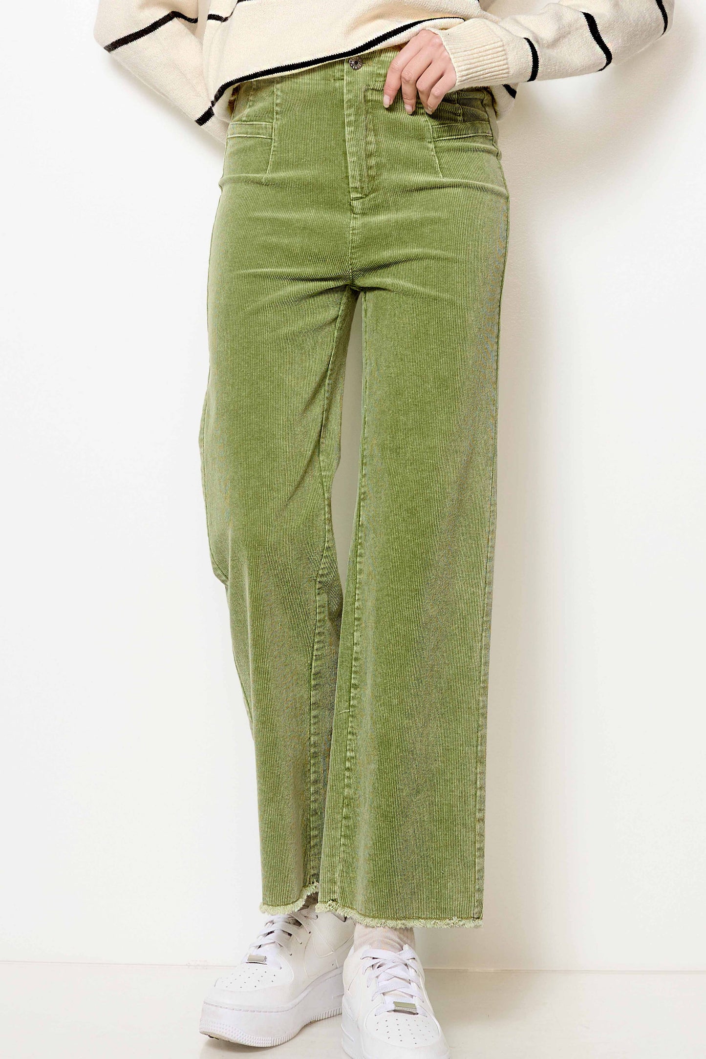 Mineral Washed High Waisted Wide Leg Corduroy Pants