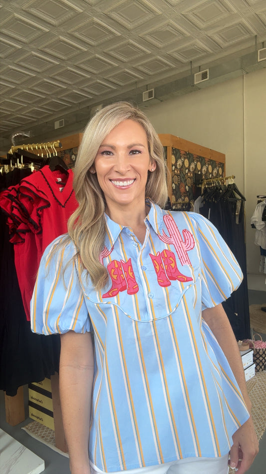 Western Embroidery Accent Top