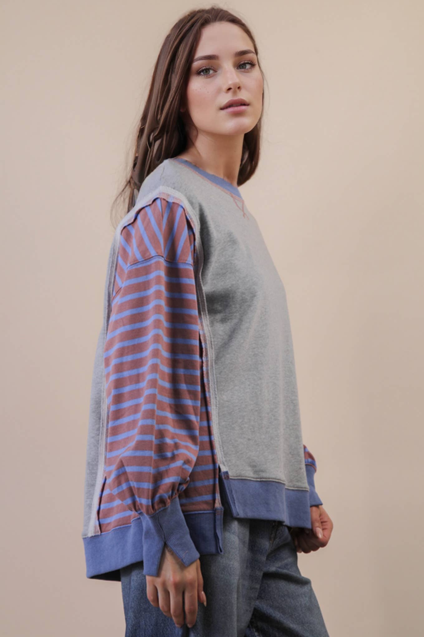 Oversized Striped Casual Knit Top