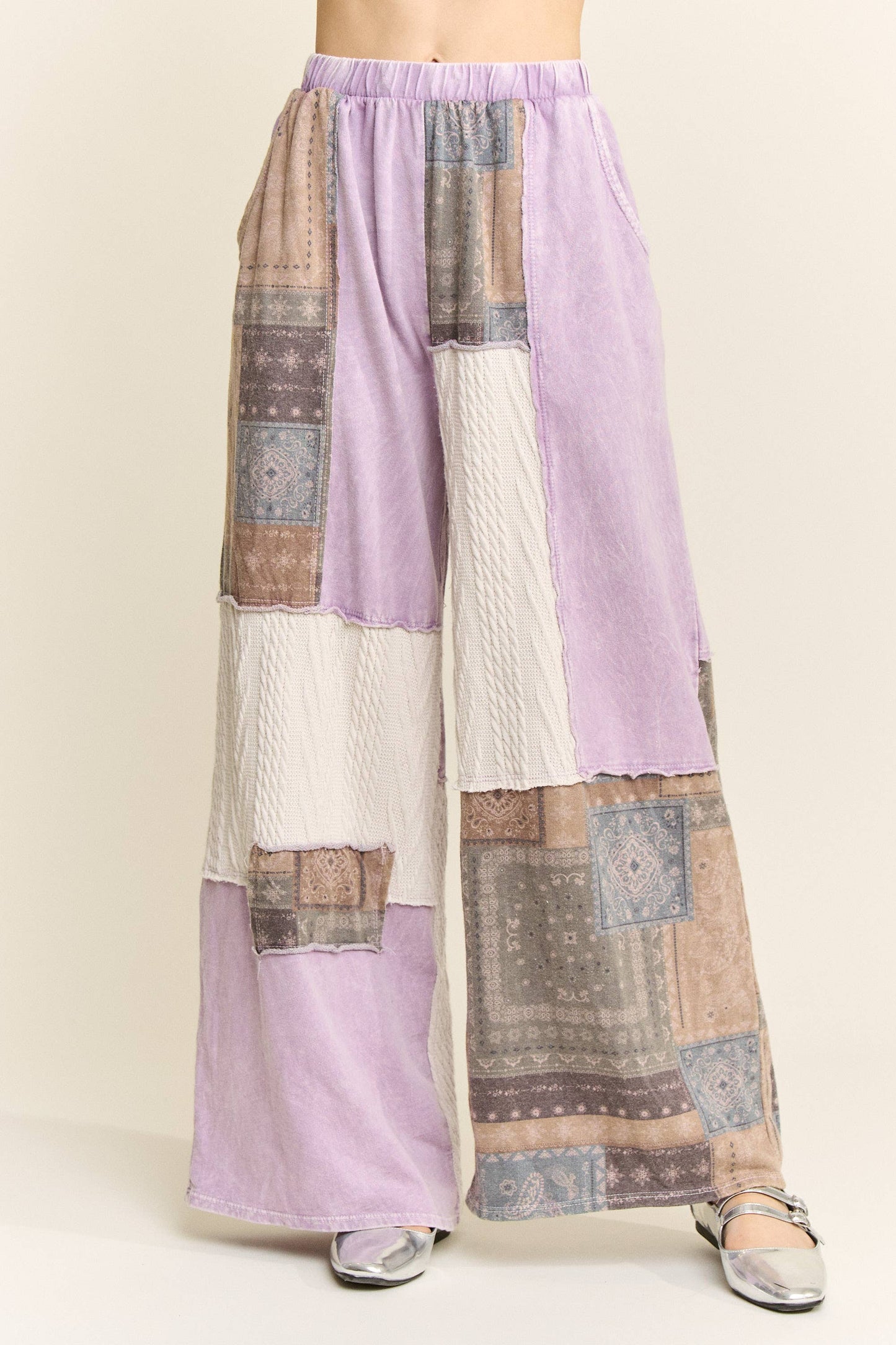 Mineral Washed Bandana Patchwork  Sweater pants