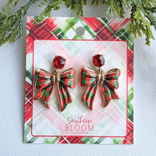 Plaid Perfection Bow Earrings