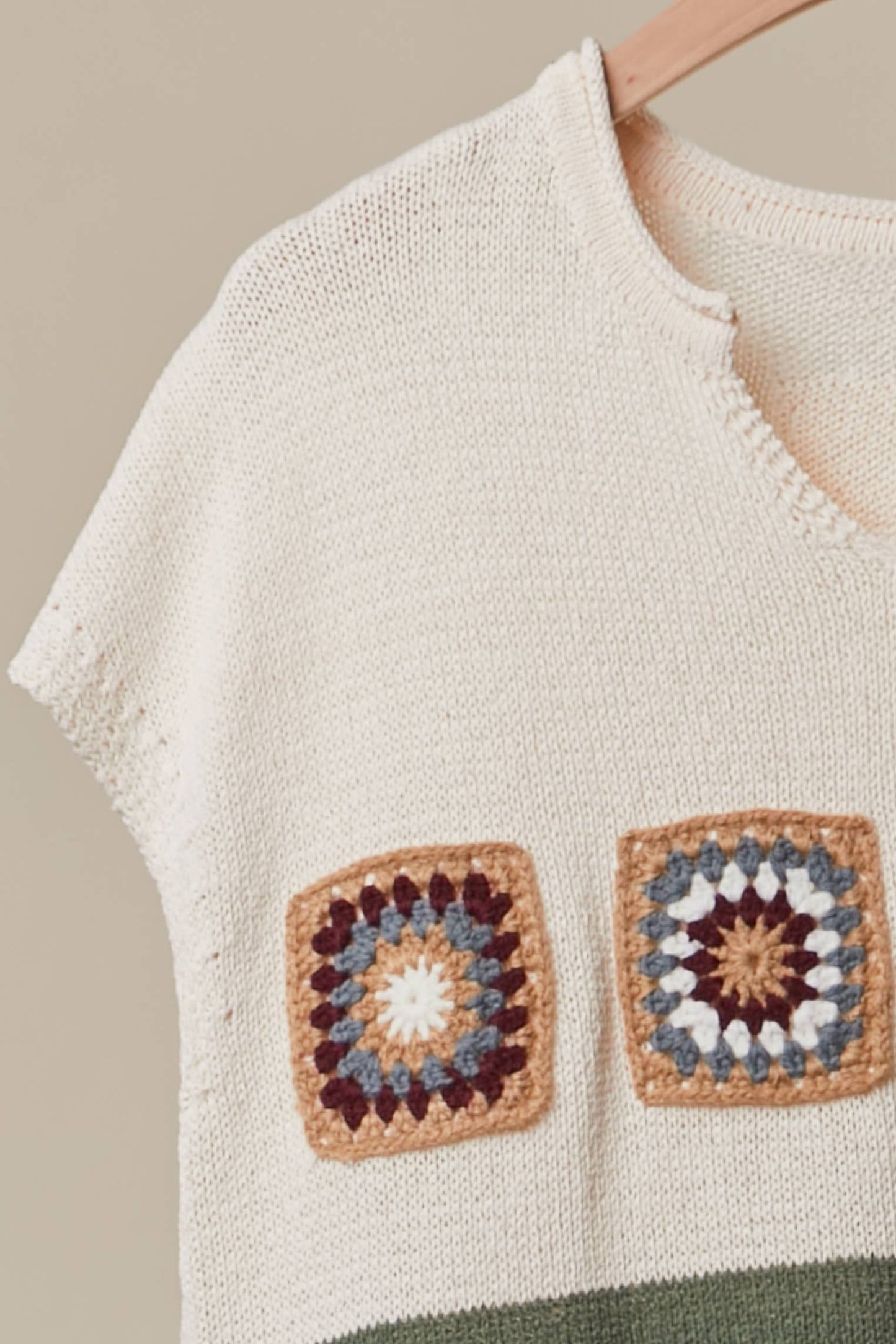 Granny Square Striped Sweater