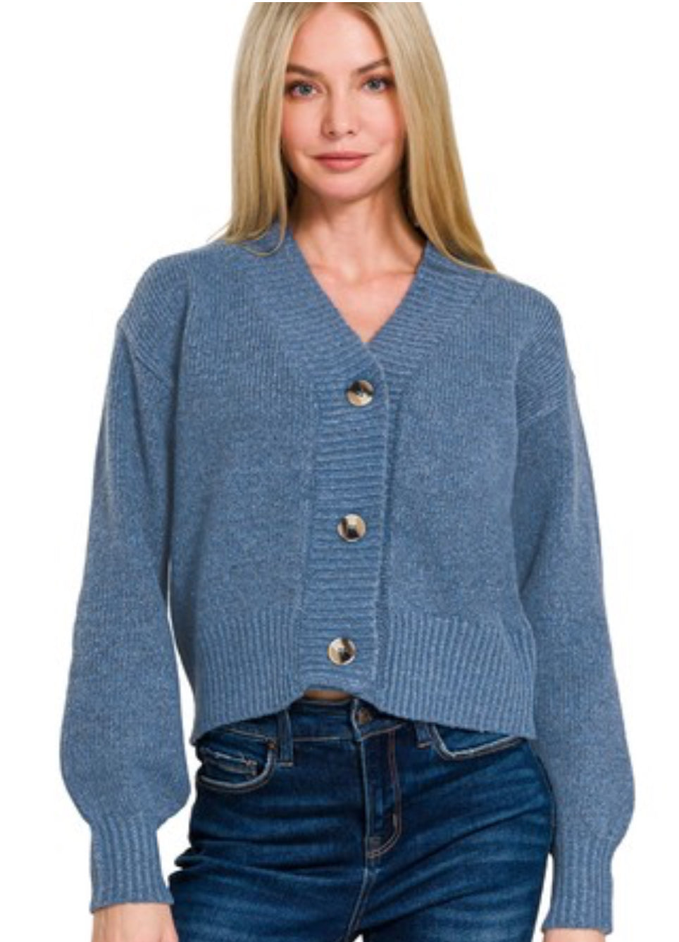 Melange Button Front Cardigan