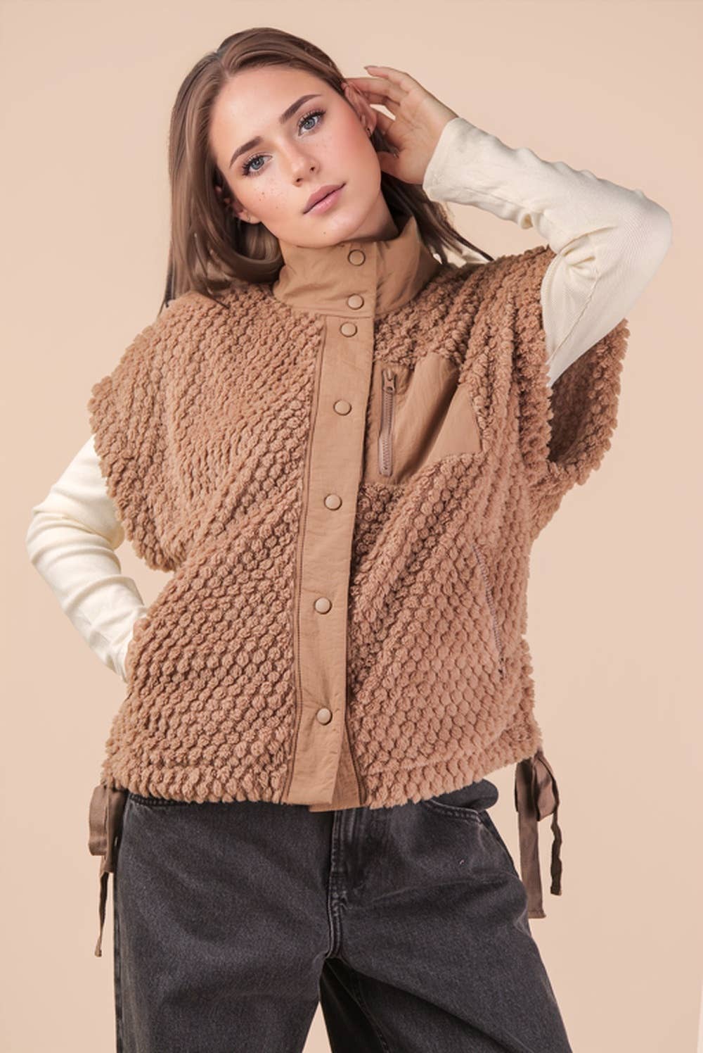 Textured Woven Vest W/ Side Tie