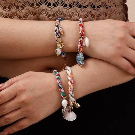 18K STAINLESS STEEL SCARF CHARM BRACELET