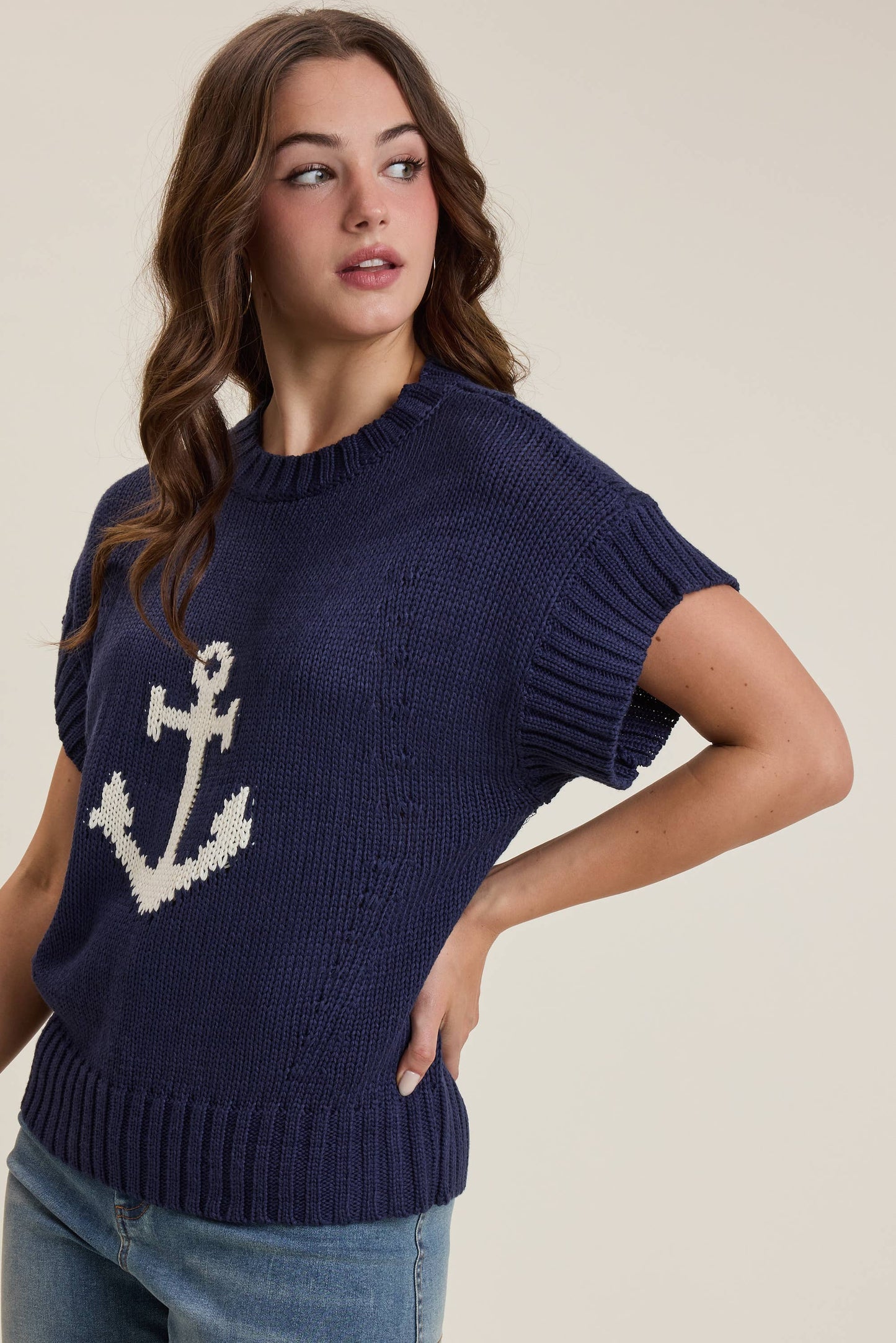 Coastal Anchor Sleeveless Sweater
