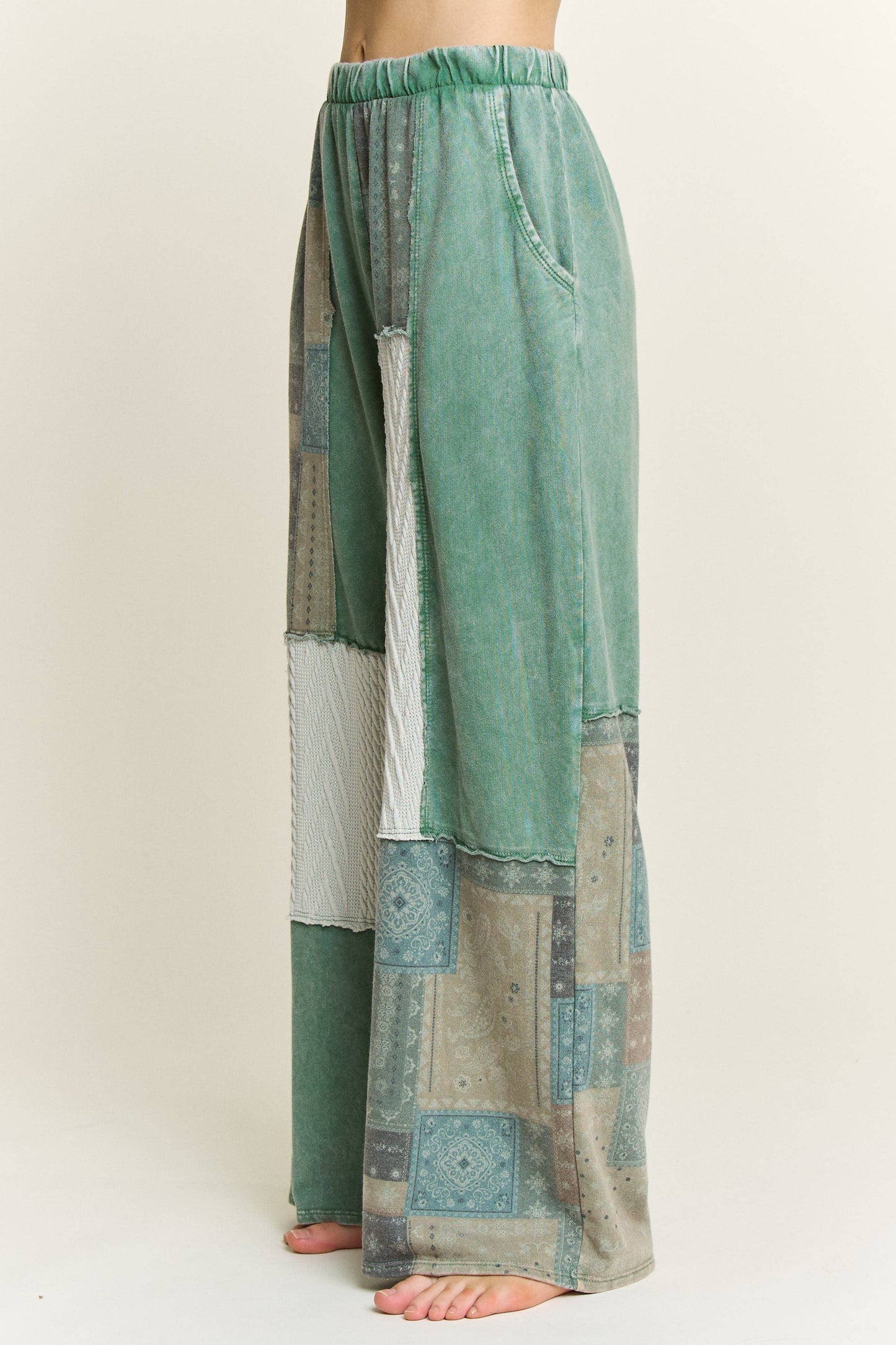 Mineral Washed Bandana Patchwork  Sweater pants