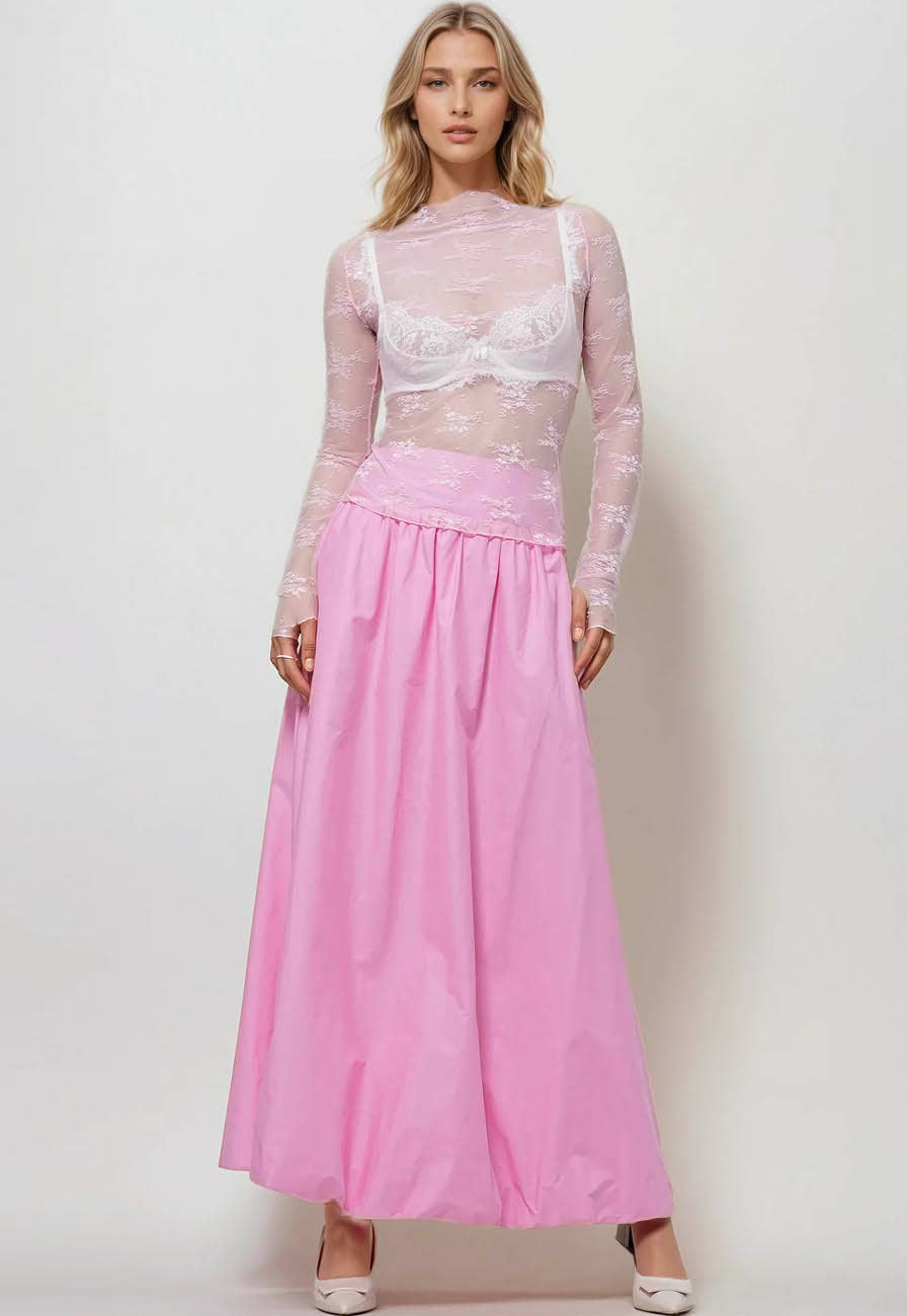 Floral Lace See Through Mesh Top Blouse
