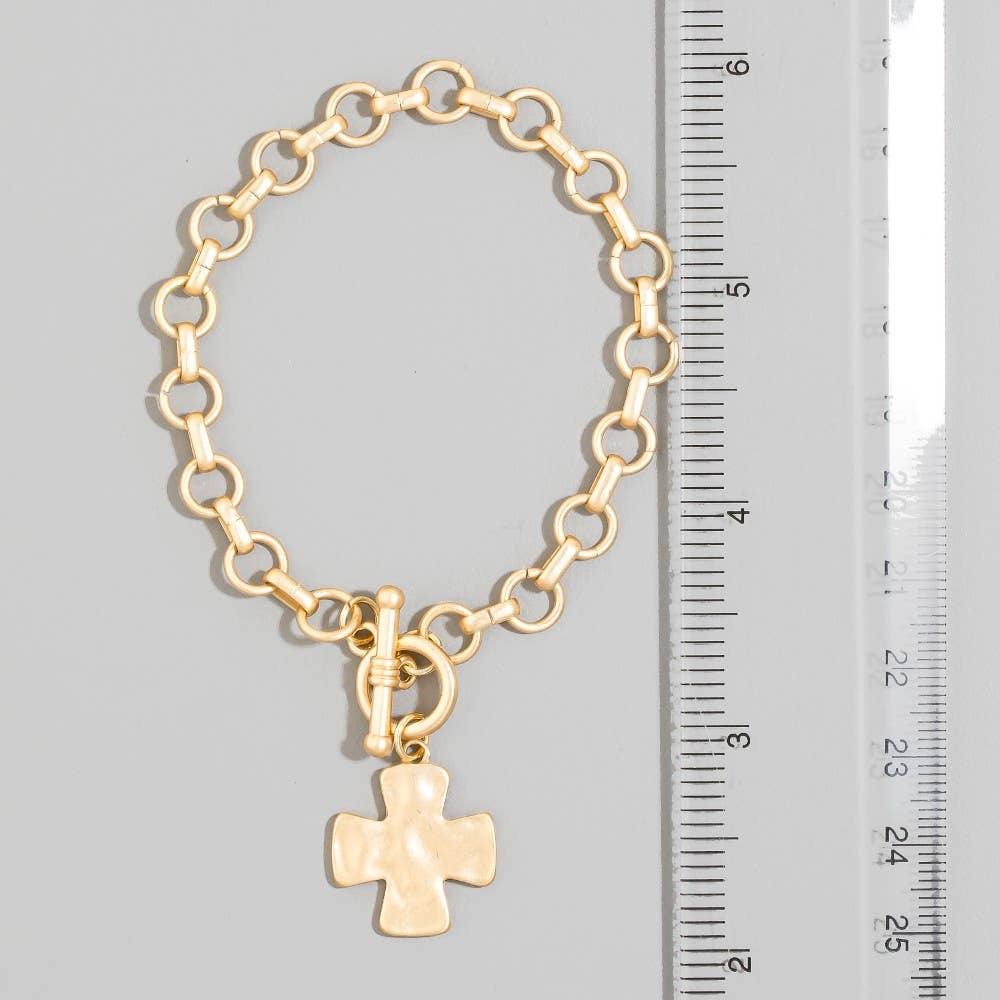 Matte Metallic Cross Bracelet