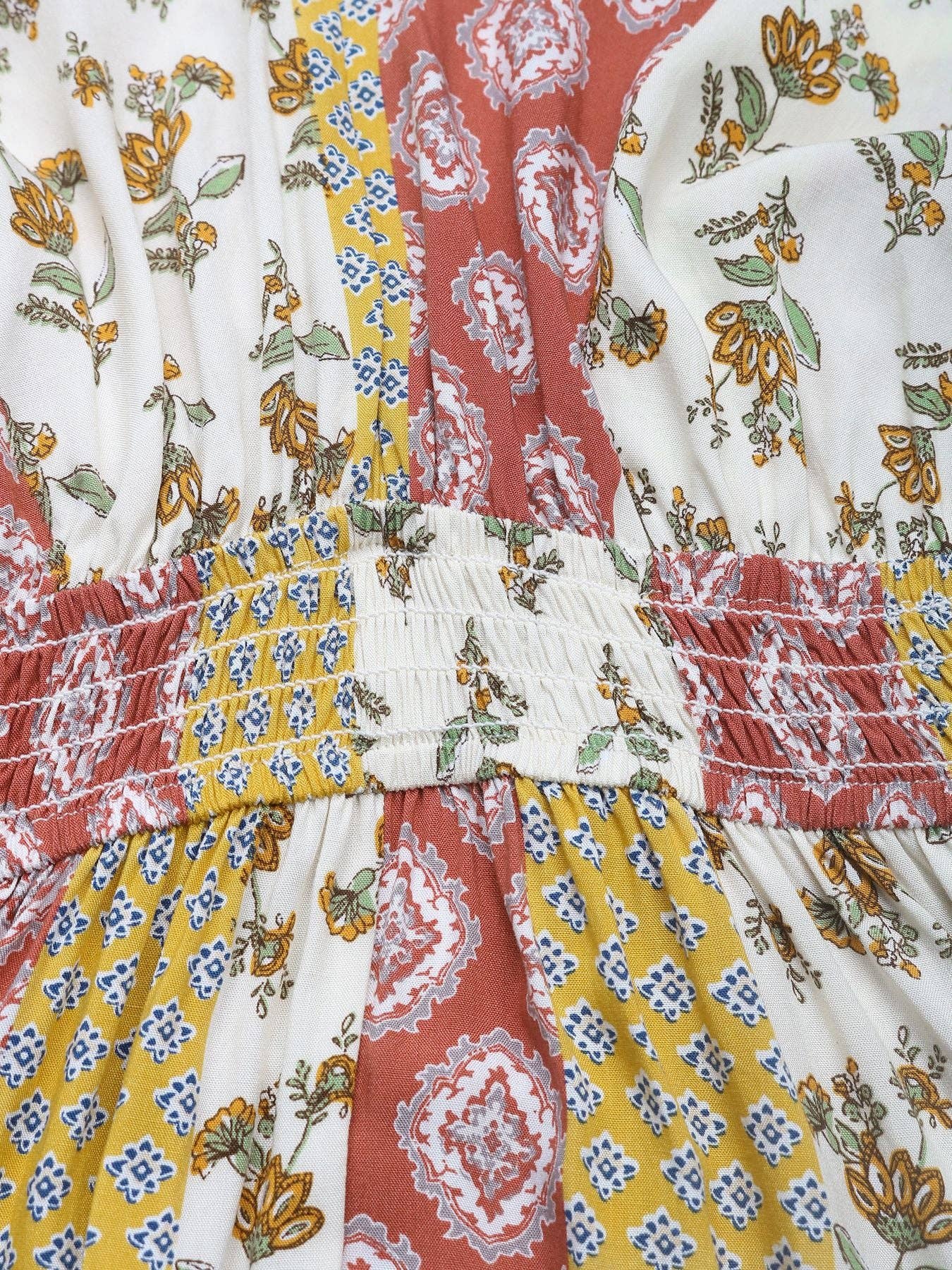 Bohemian Print Vintage Waist-Tie Jumpsuit