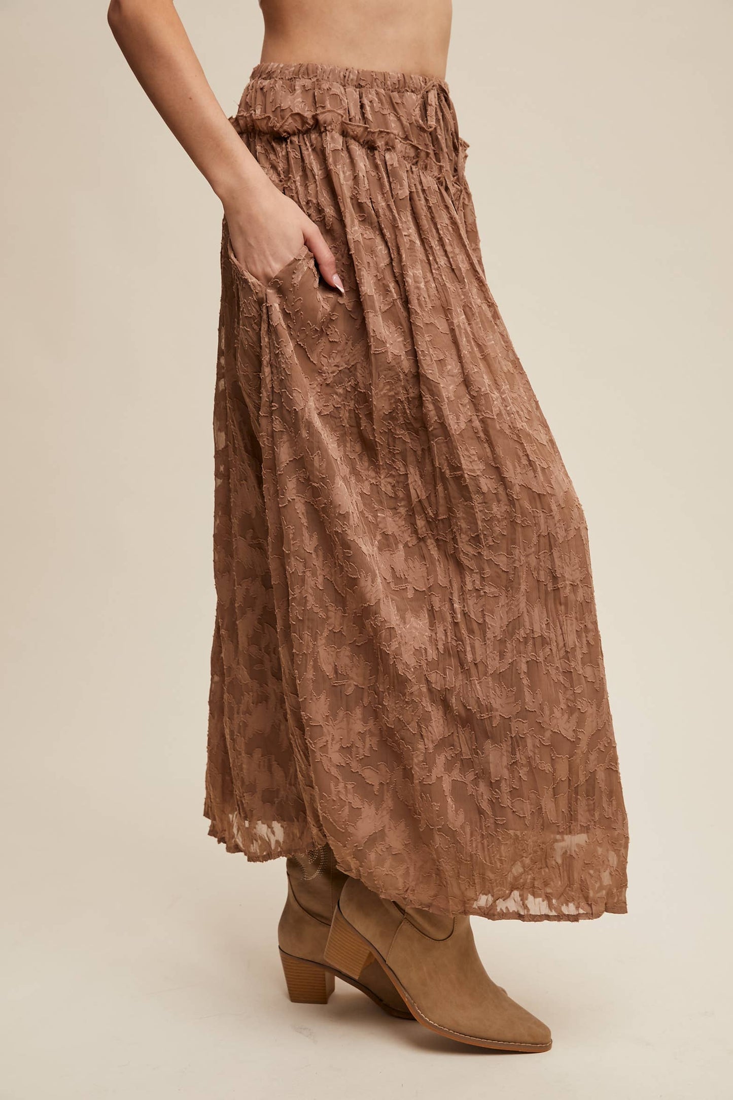 Floral Textured Maxi Skirt