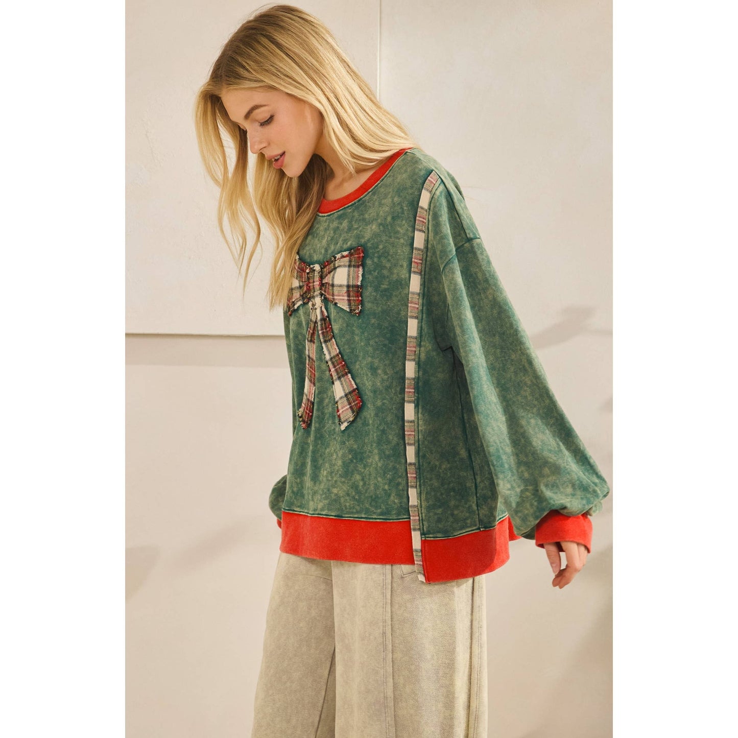 THE MERRY MINERAL-WASH BOW PULLOVER (ST8113)