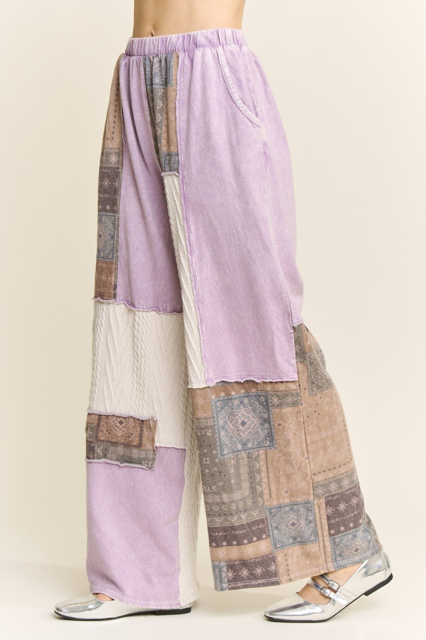 Mineral Washed Bandana Patchwork  Sweater pants
