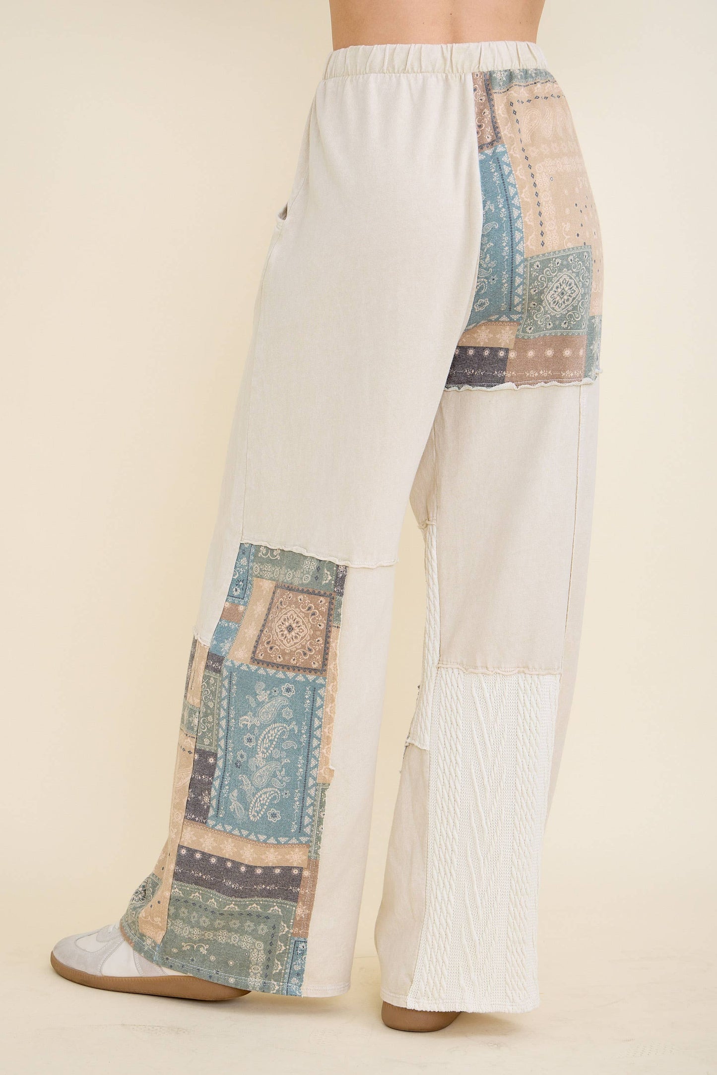 Mineral Washed Bandana Patchwork  Sweater pants