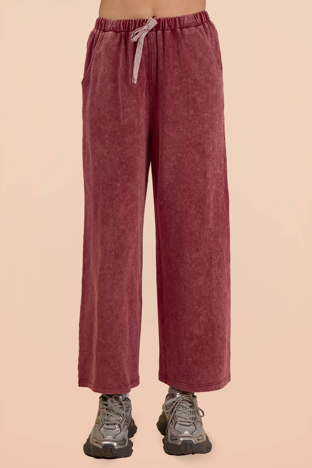 Mineral Washed Casual Knit Top & Pants Set