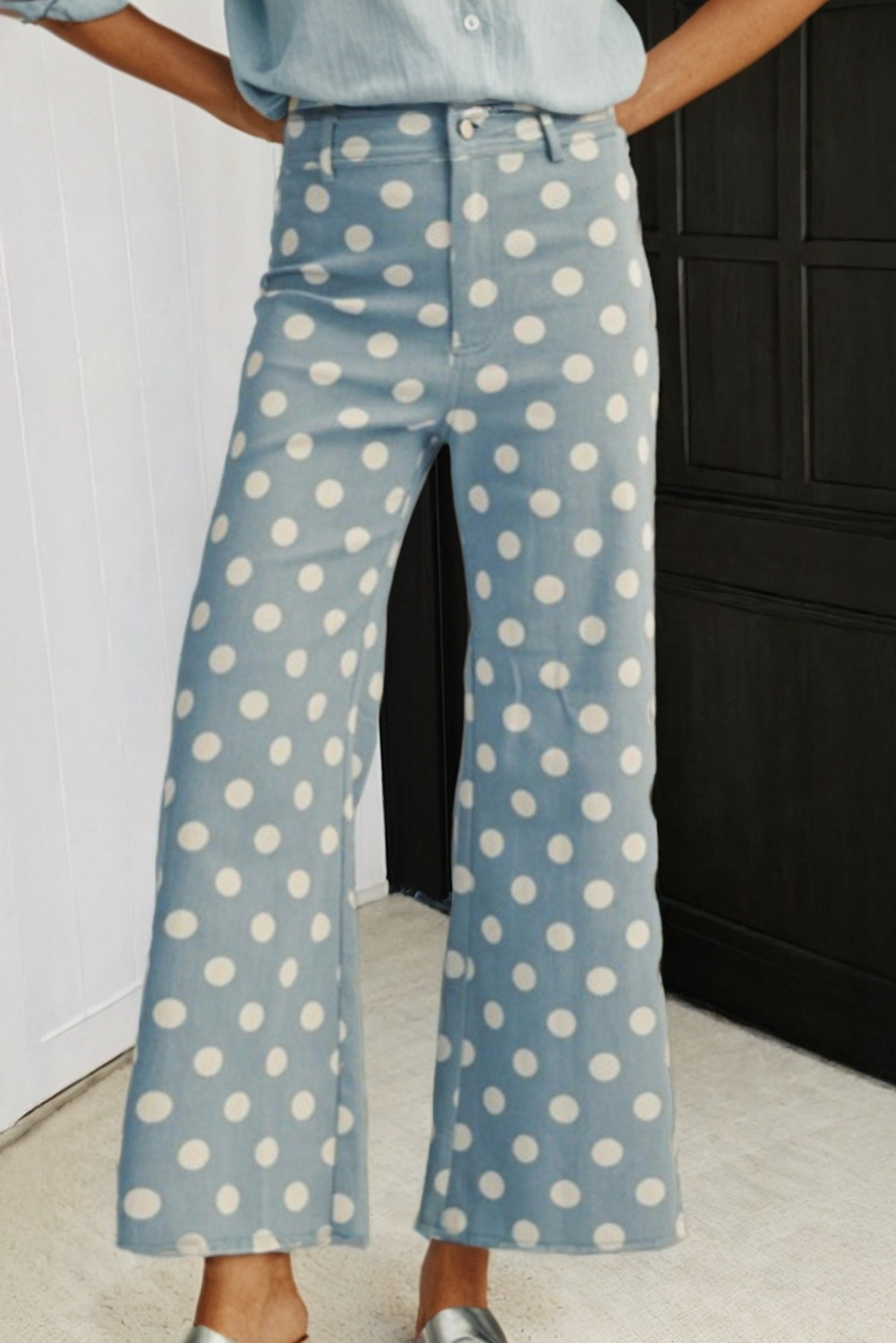 Polka Dot Frayed Edge Jeans