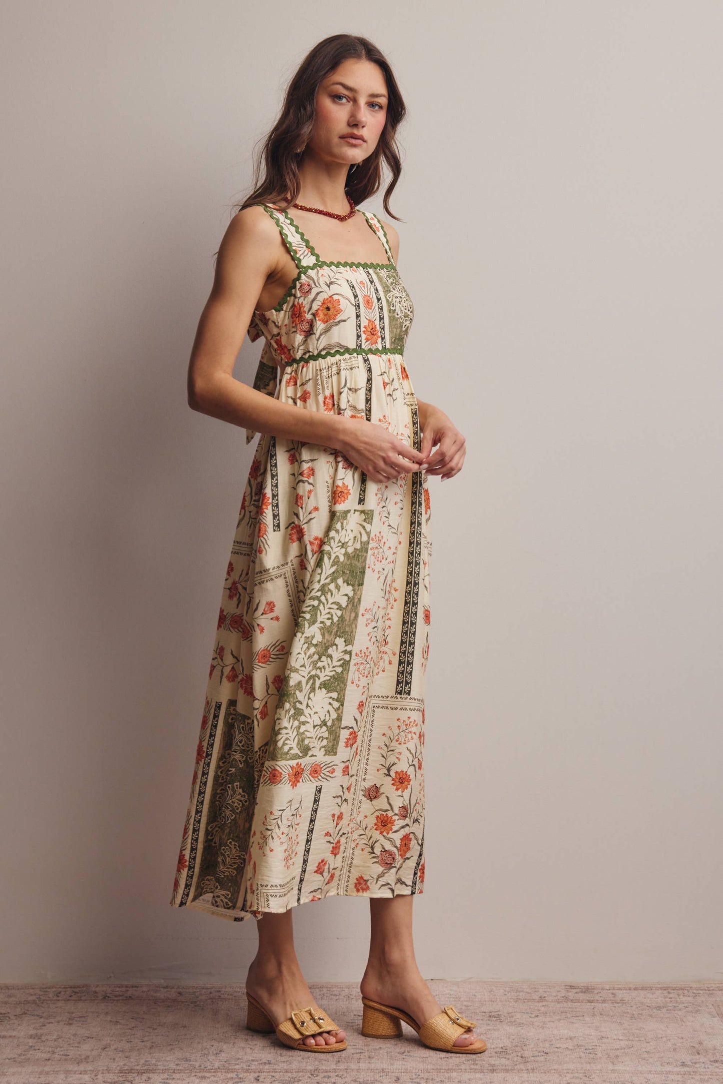 Printed Open-Back Maxi Dress