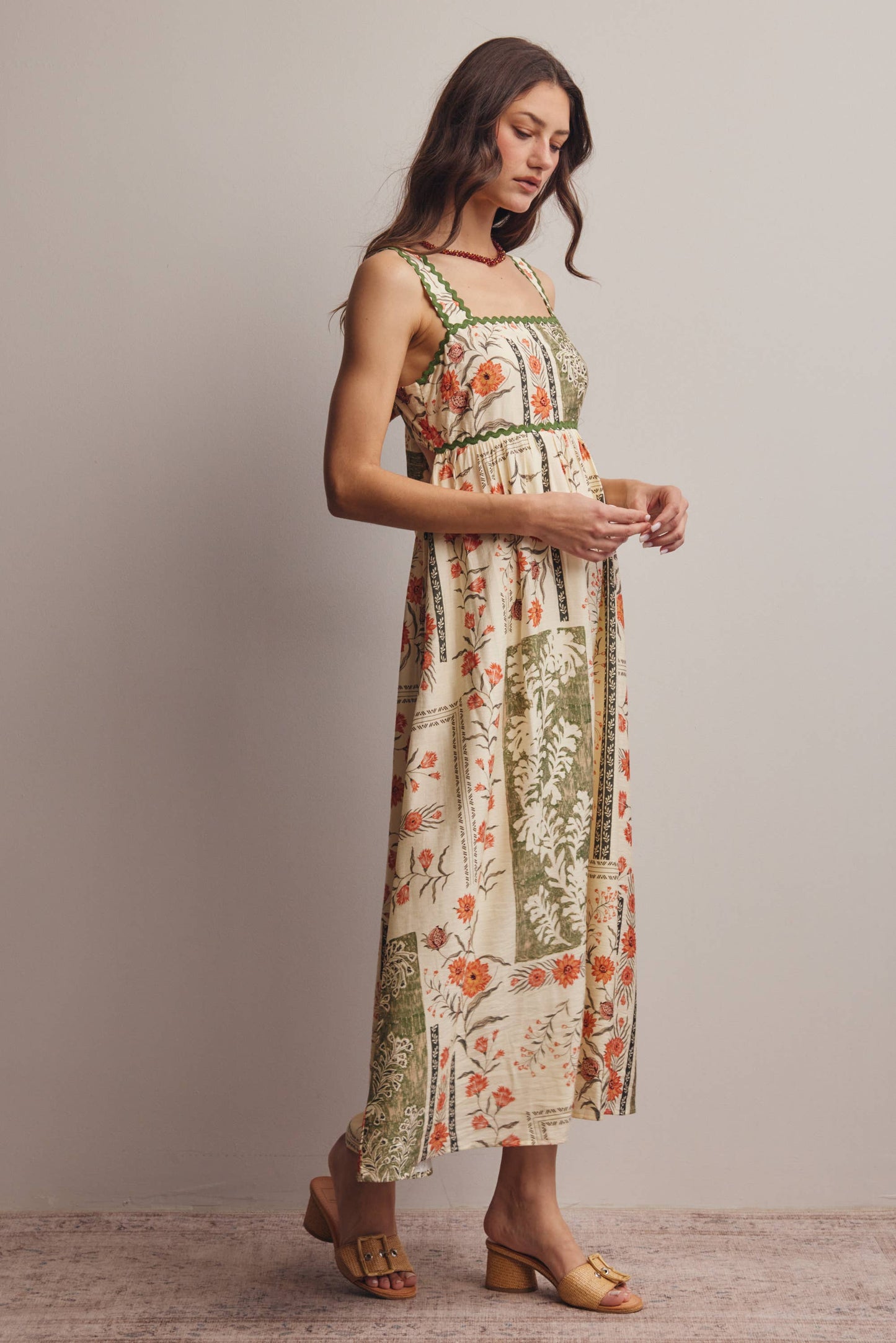 Printed Open-Back Maxi Dress