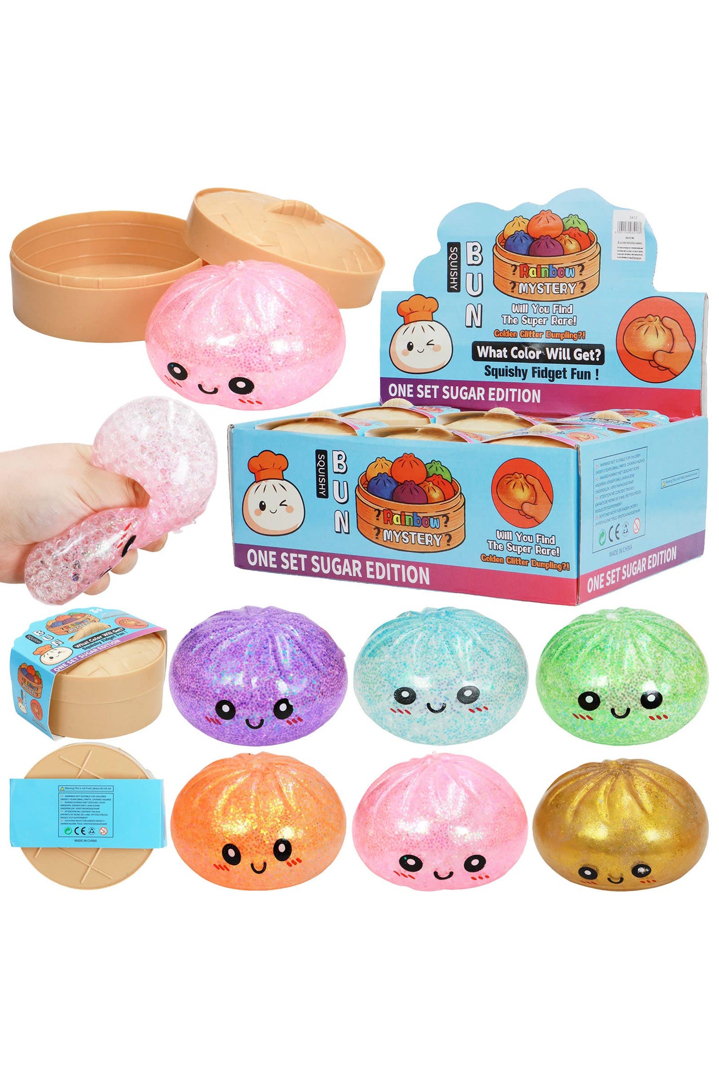 Glittery Bao Bun Dumpling Water Bead Filled Squishy