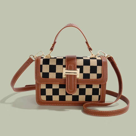 Leather Checkered Crossbody