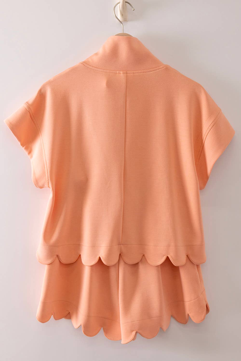 Half-Zip Scallop Shorts Set