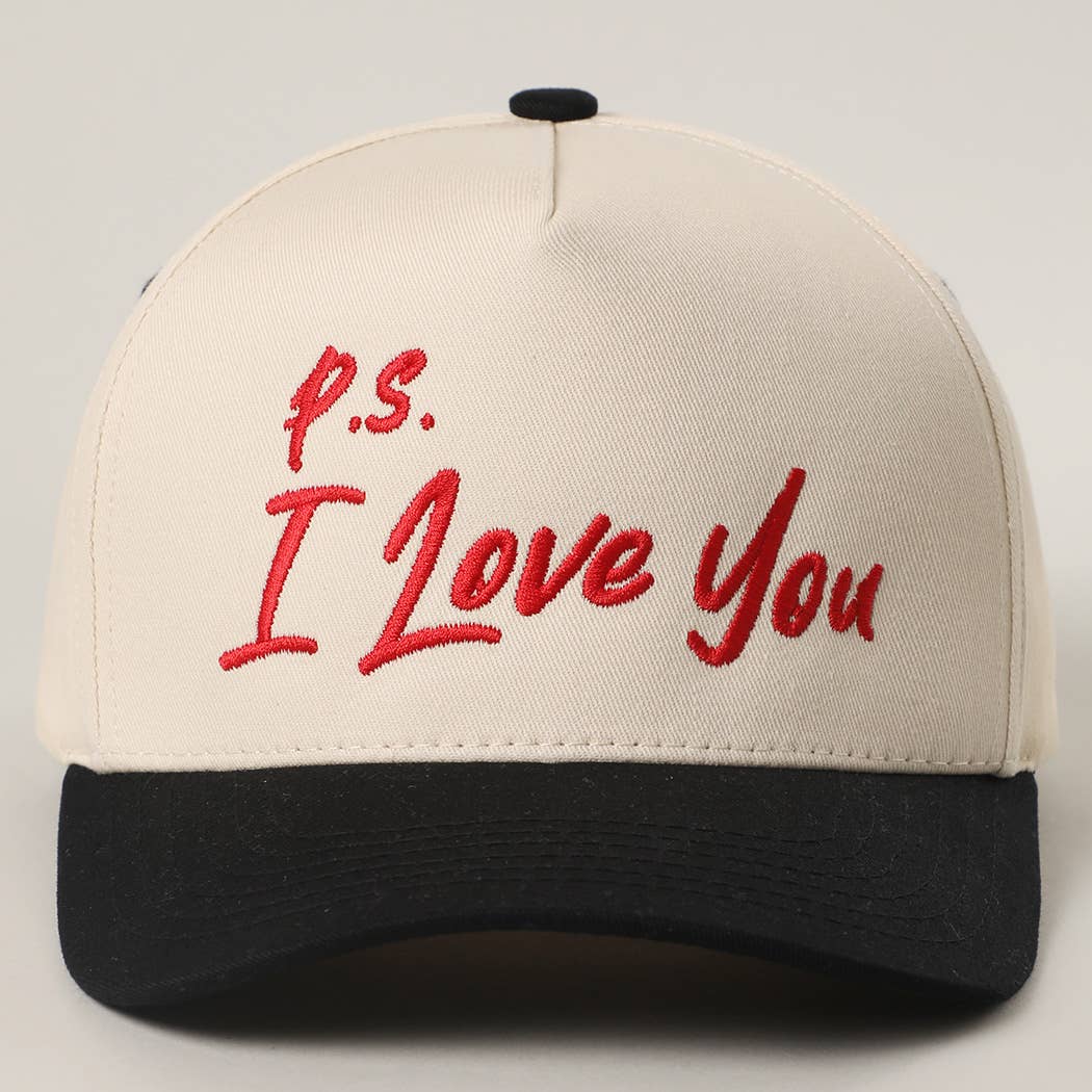 P.S. I Love You Valentine Embroidery Two-Tone Trucker Hat