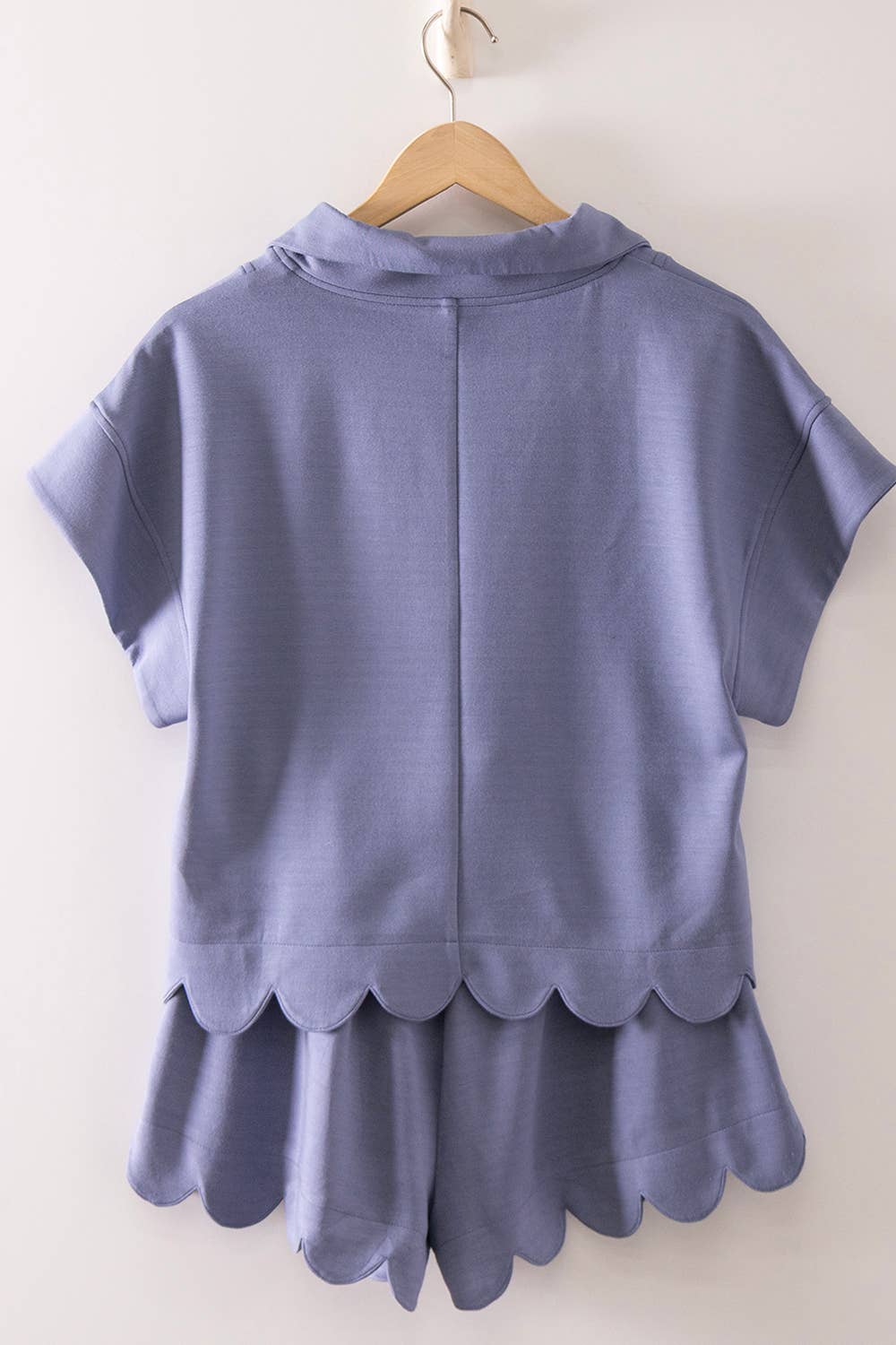 Half-Zip Scallop Shorts Set