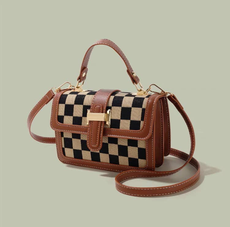 Leather Checkered Crossbody
