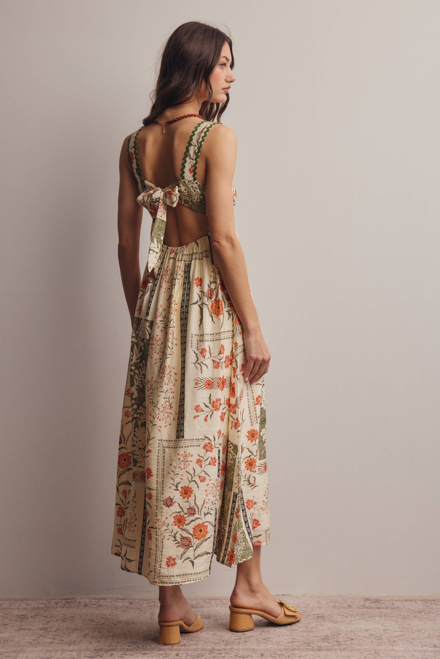 Printed Open-Back Maxi Dress