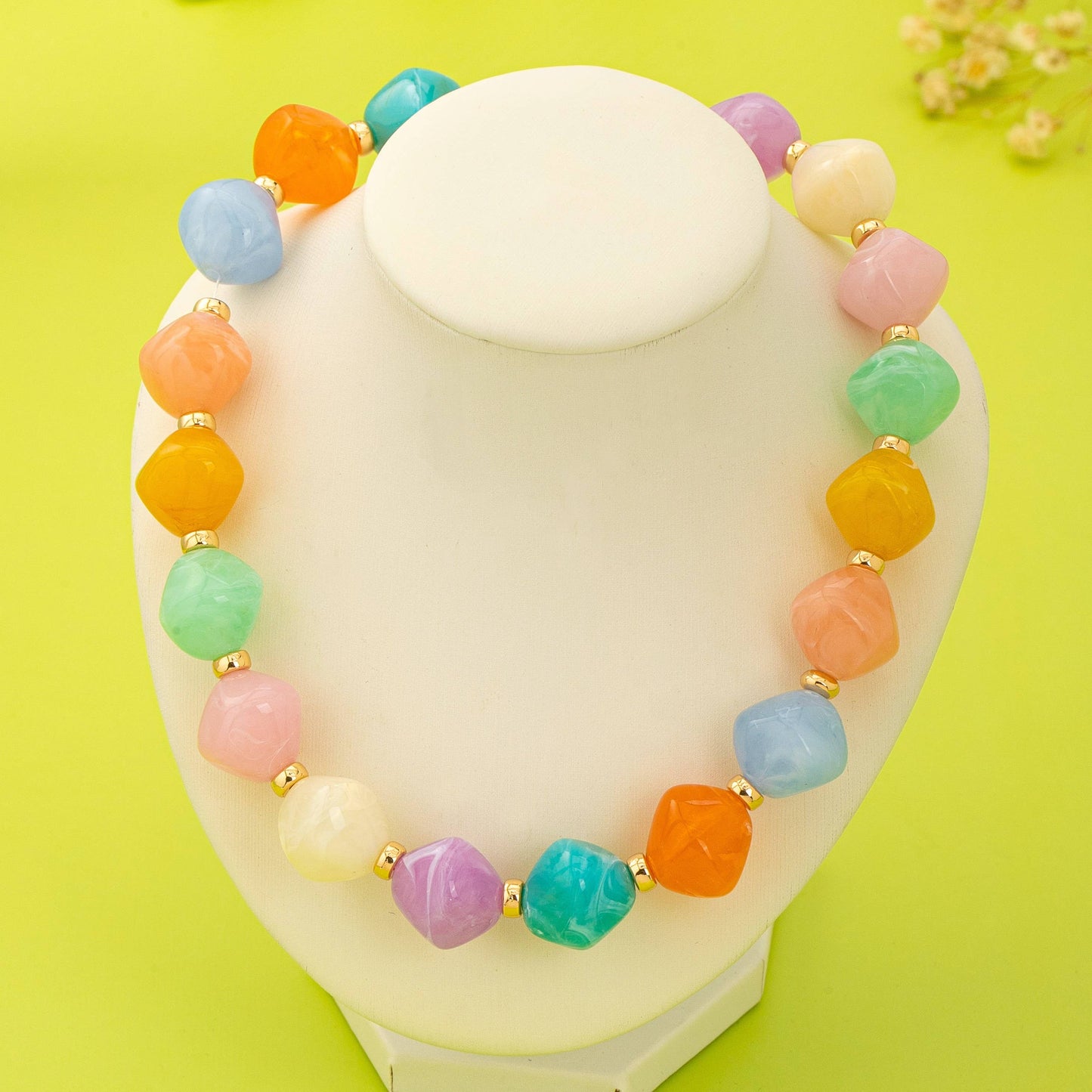 Multicolor Oversized  Pastel Bead Necklace