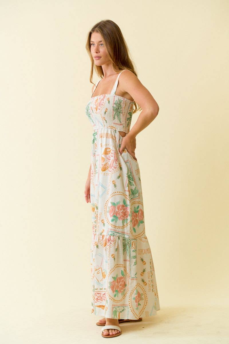 TROPICAL MAXI TIERED DRESS